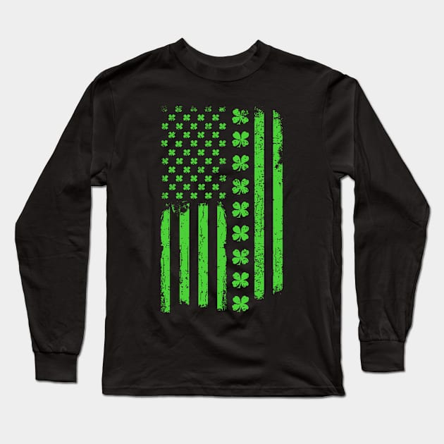 St Patricks Day Irish American Flag Long Sleeve T-Shirt by Xeire